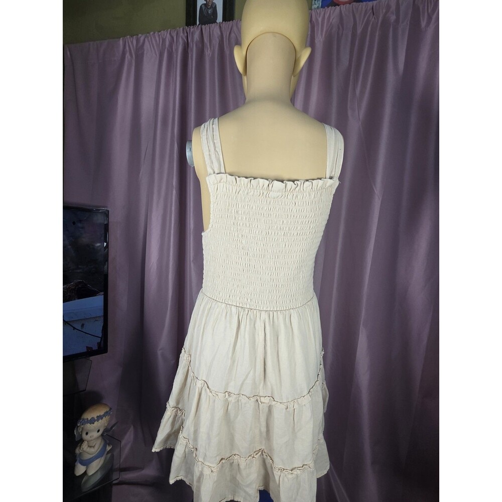 Wild Fable Smocked Tiered Layered Ruffle Sun Dress Beige Juniors M - Picture 3 of 12